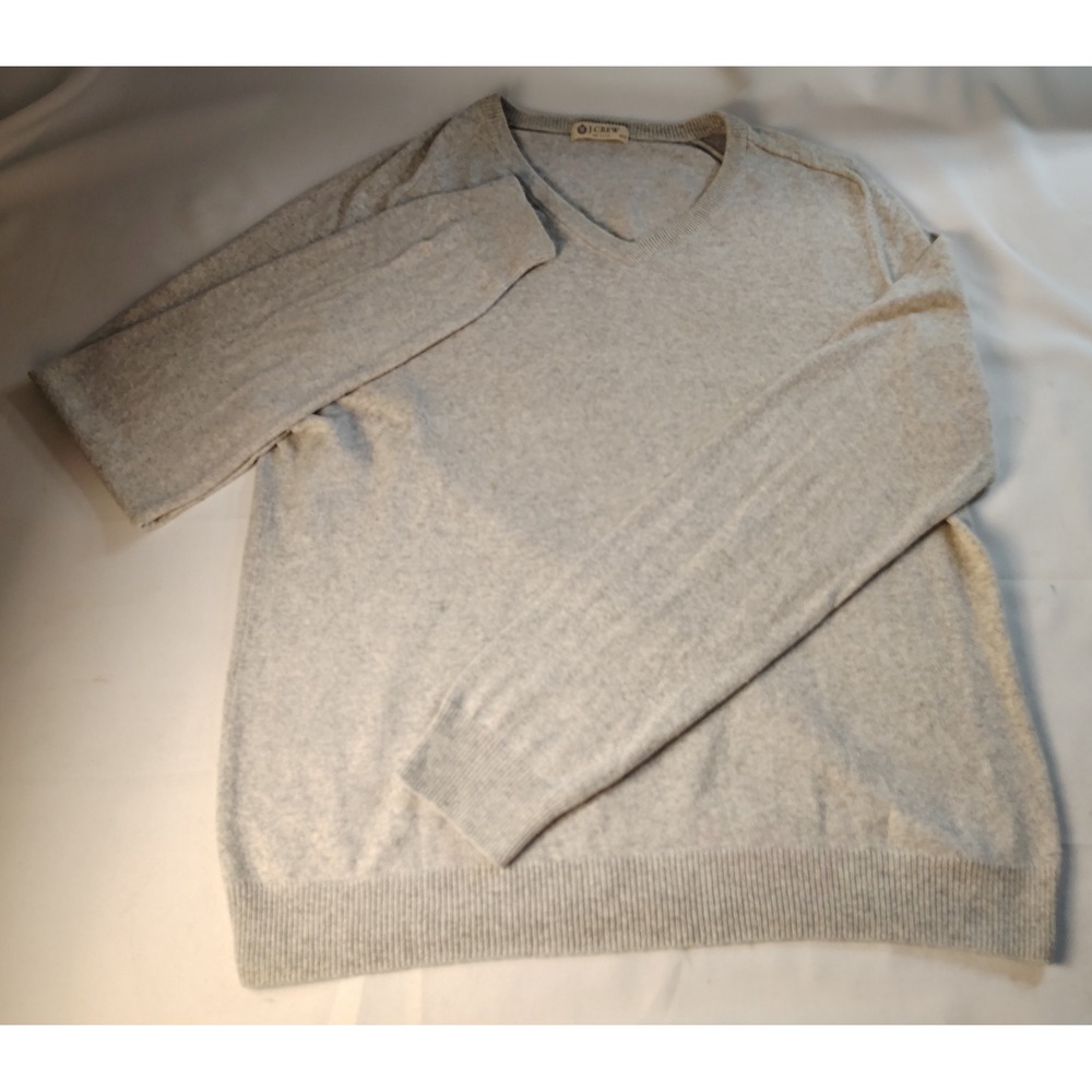 J. Crew Mens V-Neck Sweater Light Gray Heathered Knit Long Sleeve XLT Tall